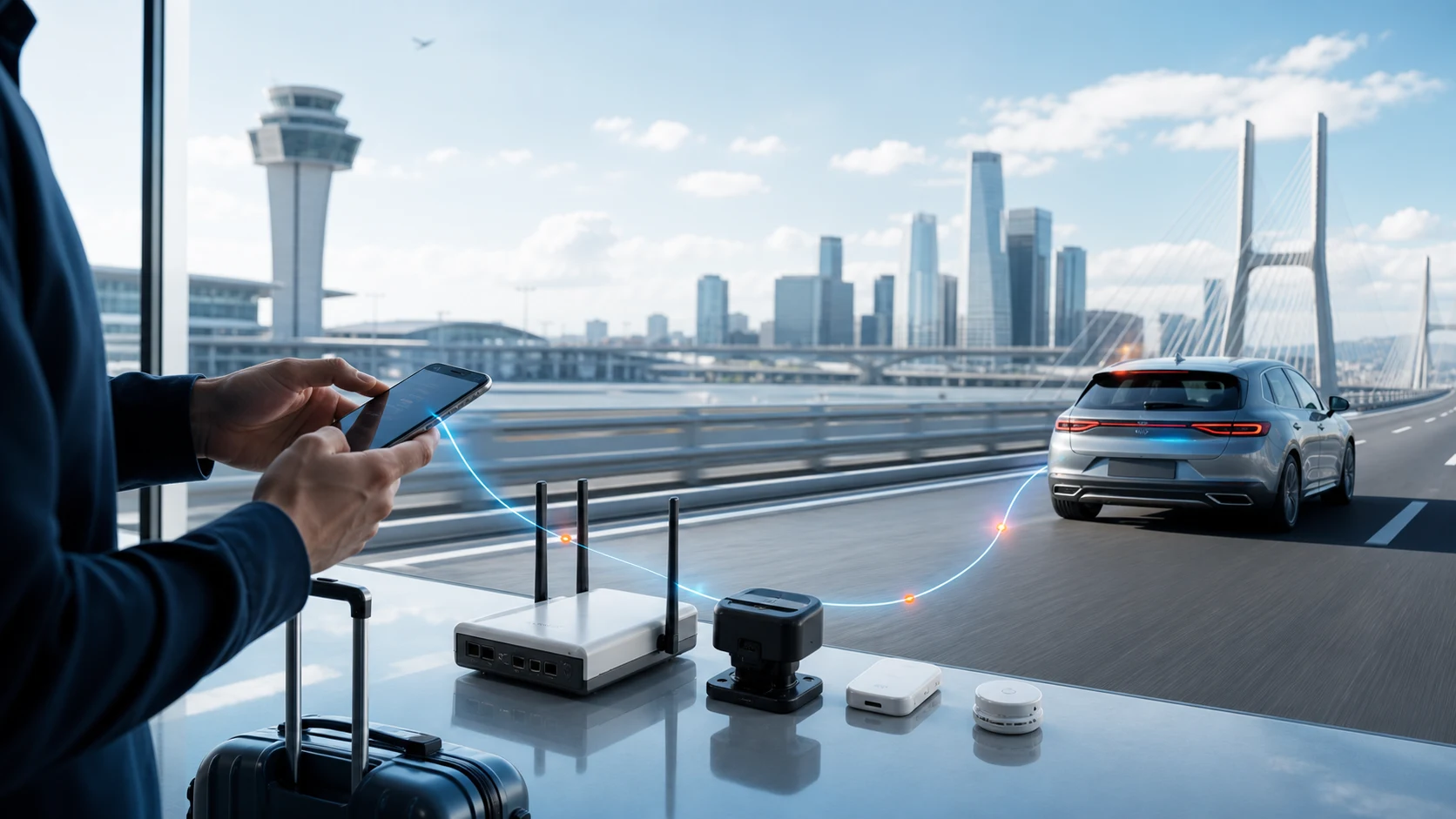 Illustrative engineering and connected mobility scene